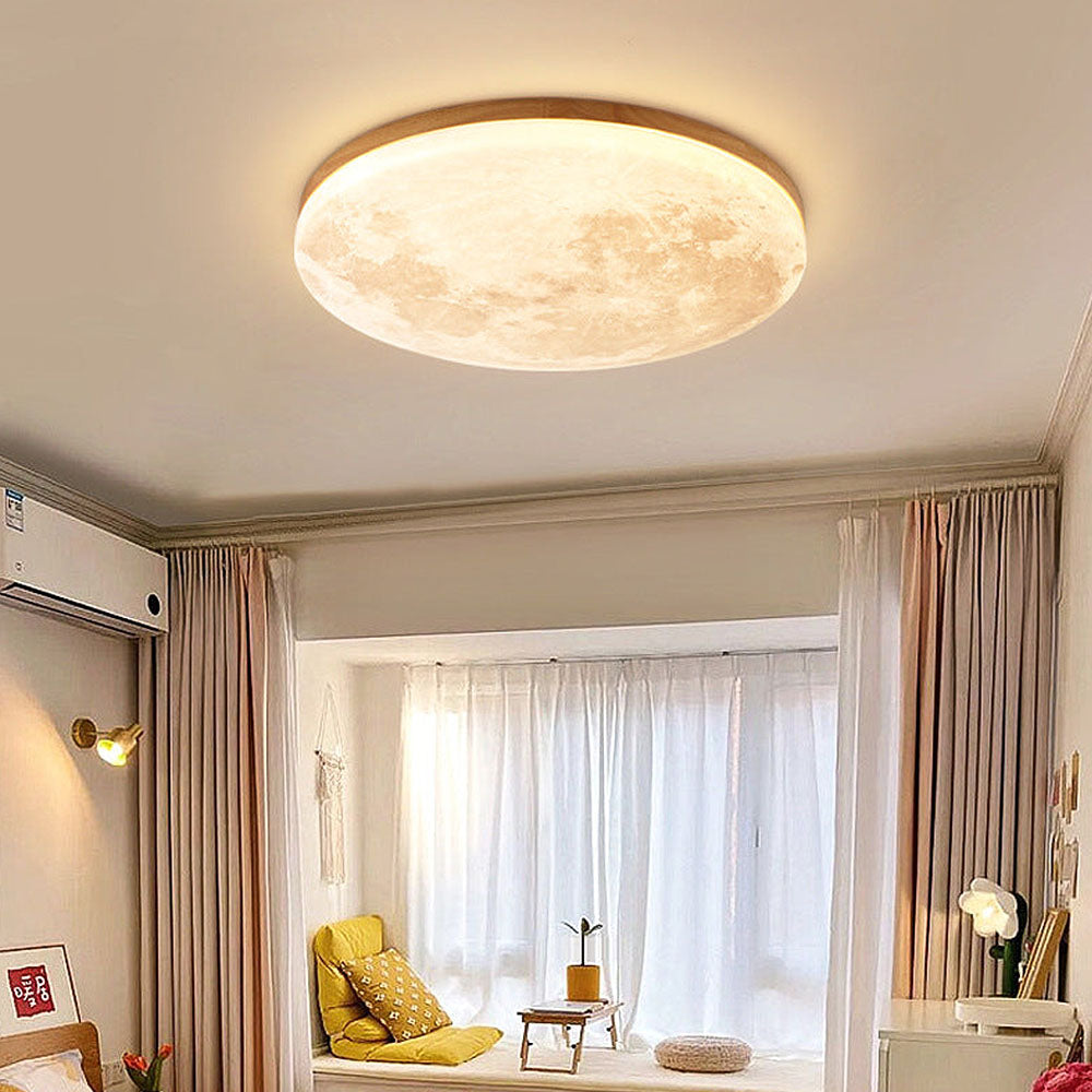 Vivolux | LED Deckenleuchte | Mond-Design | Dimmbar | Holzoptik | Stimmungsvolle Beleuchtung für Zuhause