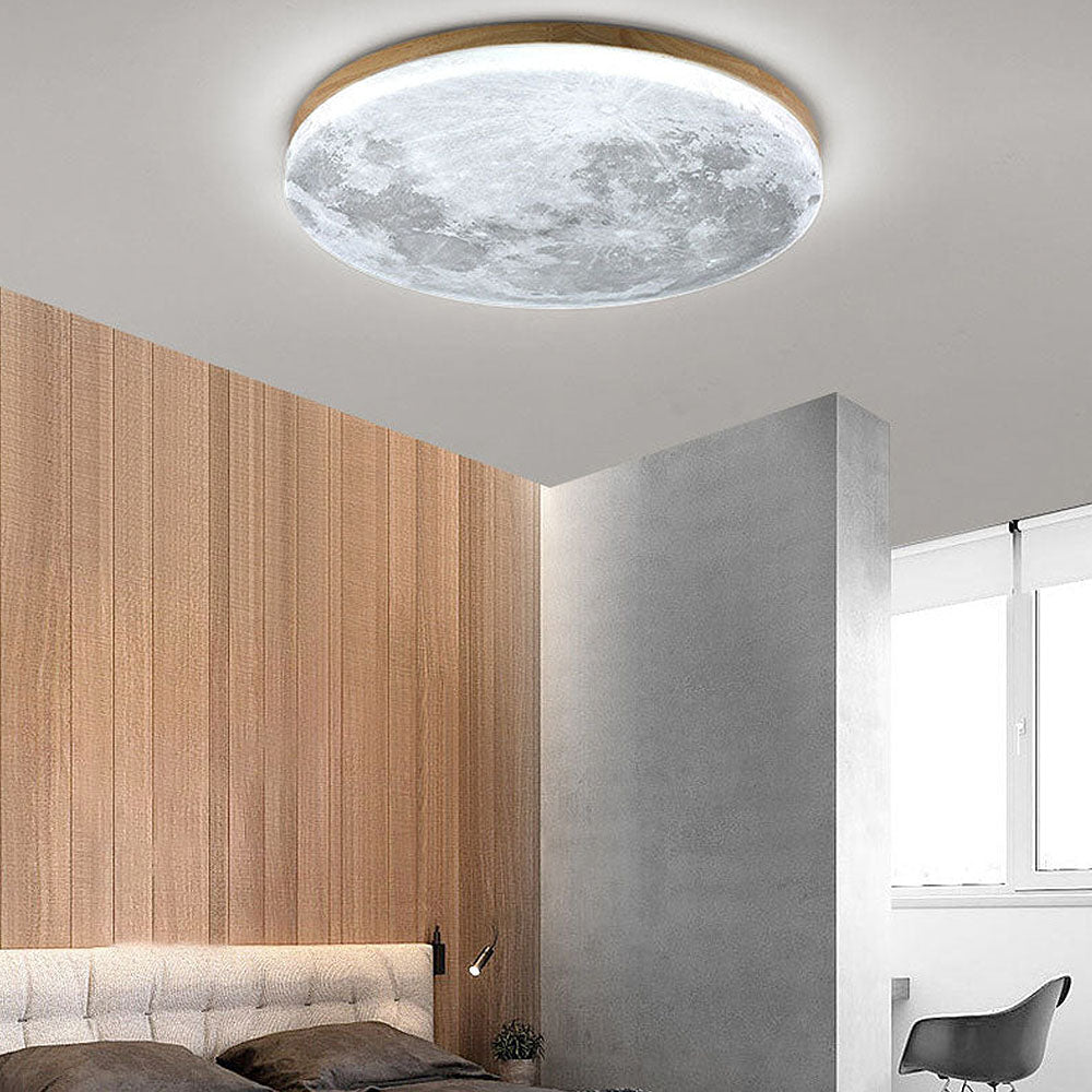 Vivolux | LED Deckenleuchte | Mond-Design | Dimmbar | Holzoptik | Stimmungsvolle Beleuchtung für Zuhause