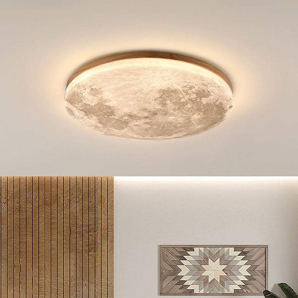 Vivolux | LED Deckenleuchte | Mond-Design | Dimmbar | Holzoptik | Stimmungsvolle Beleuchtung für Zuhause