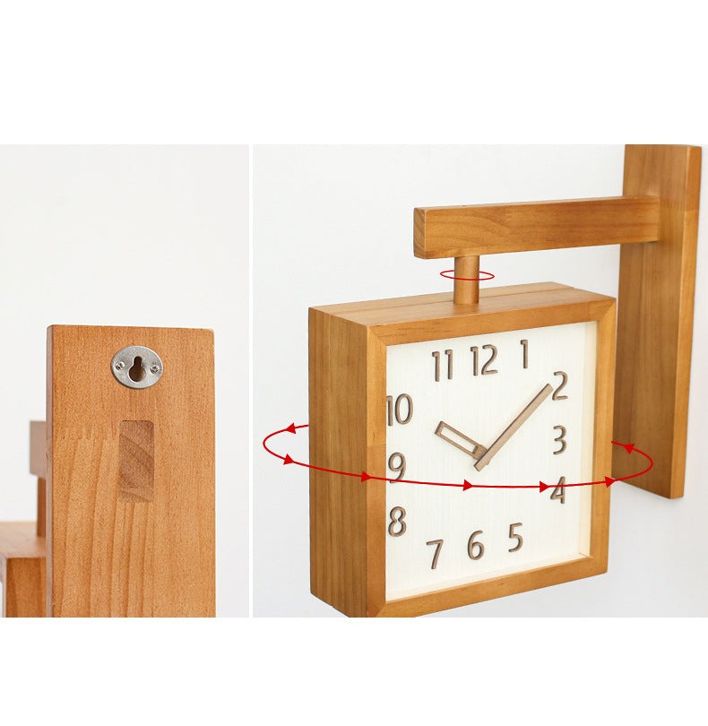 Vivolux | Wand-Eck-Zweiseitige Holz-Analoguhr