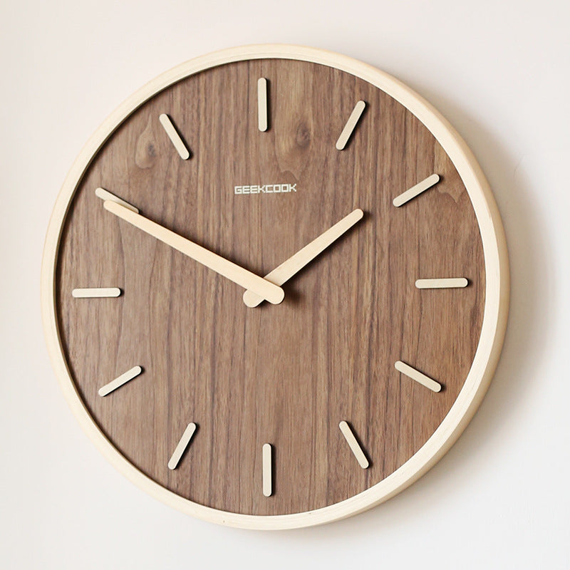 Vivolux | Minimalistische Stille Holz-Wanduhr 12 Zoll