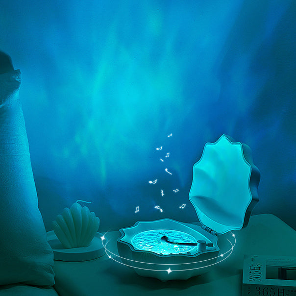 Vivolux | Shell Lampe Wellen Retro Bluetooth Plattenspieler LED Nachtlicht - Perfektes Geschenk für Kinder und Mädchen