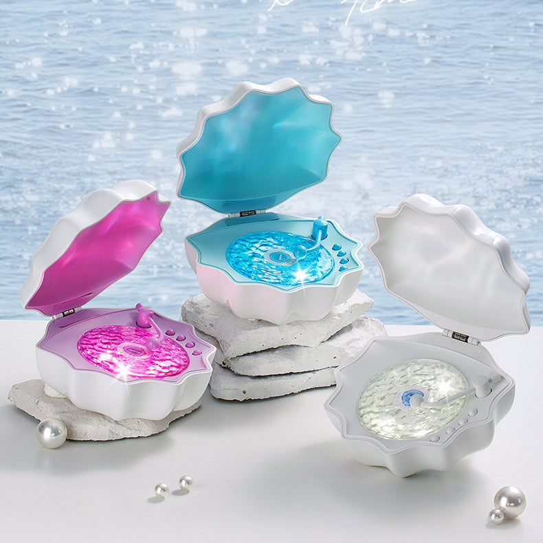 Vivolux | Shell Lampe Wellen Retro Bluetooth Plattenspieler LED Nachtlicht - Perfektes Geschenk für Kinder und Mädchen