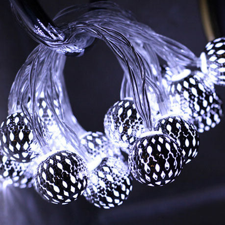 Vivolux | Solar-Lichterkette Marokkanische Kugel Bunte LED Weihnachtslichter Eisenkugeln Dekoration Außen Lichterkette