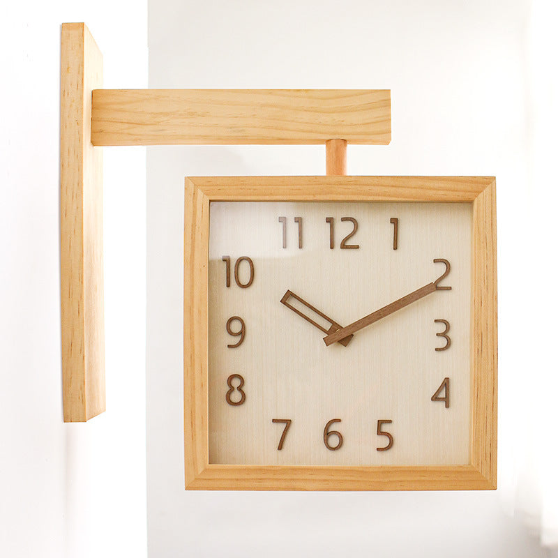 Vivolux | Wand-Eck-Zweiseitige Holz-Analoguhr