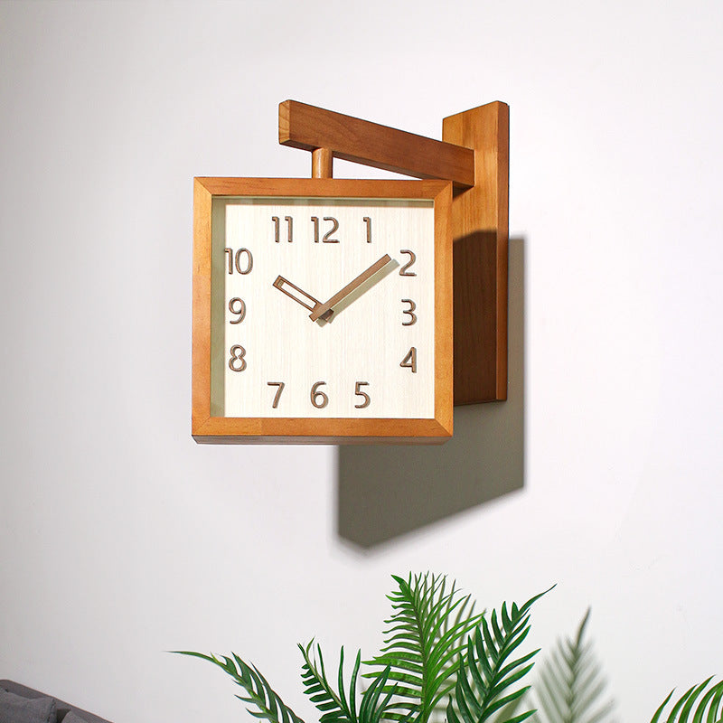 Vivolux | Wand-Eck-Zweiseitige Holz-Analoguhr