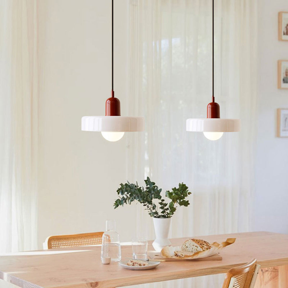 Vivolux | Pendelleuchte aus farbigem Glas | Elegante Hängeleuchte im Bauhaus-Stil | Designlampe für Wohnzimmer & Esszimmer