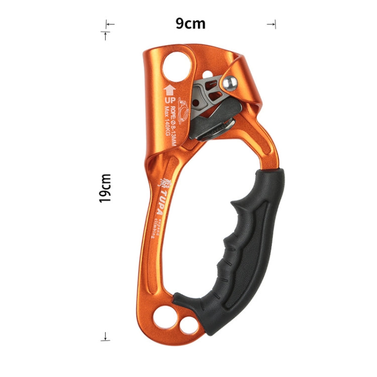 Vivolux | XINDA TP-8606 Outdoor Klettern Luftarbeit Anti-Fall Handheld Seilgreifer für 8-12mm Durchmesser Seil Rechts (Orange)