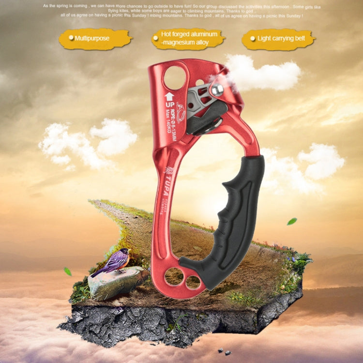 Vivolux | XINDA TP-8606 Outdoor Felsklettern Luftarbeit Anti-Fall Handheld Seilgreifer für 8-12mm Durchmesser Seil Rechts(Rot)
