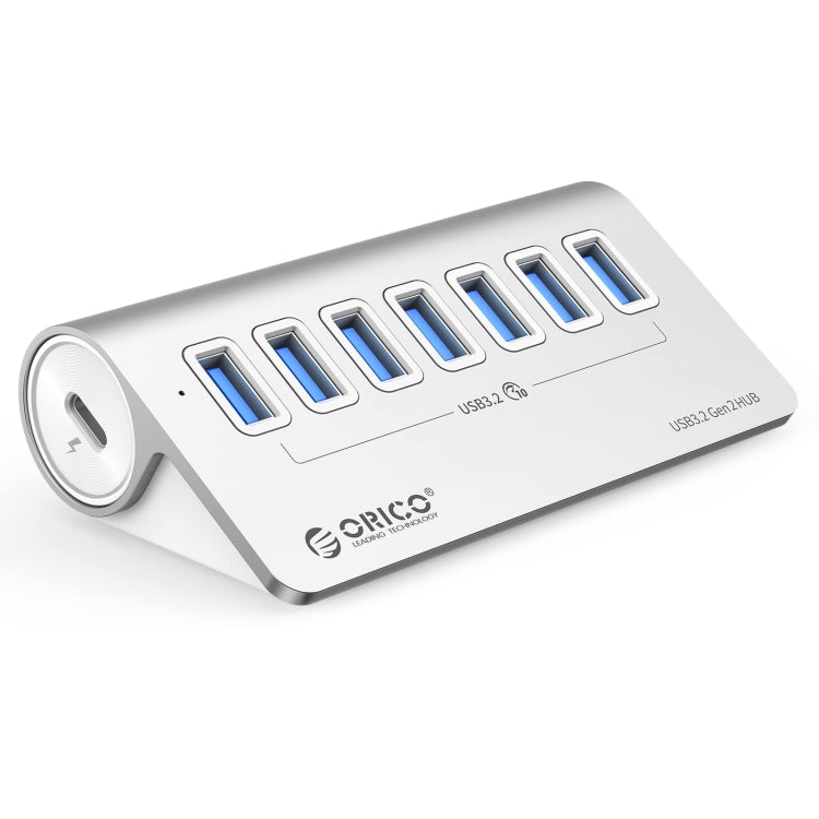 Vivolux | ORICO M3U7-G2 Aluminiumlegierung 7-Port USB 3.2 Gen2 10Gbps HUB mit 0,5 m Kabel (Silber)