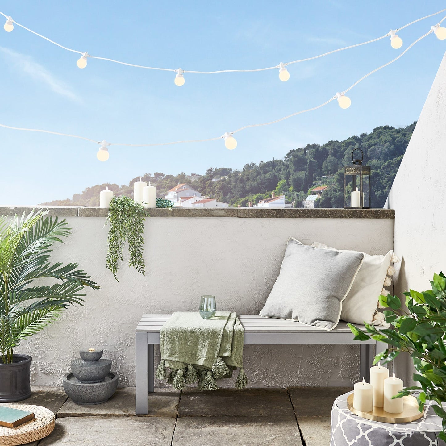 Vivolux | Pro Connect 5m 10er Party Lichterkette warmweiß koppelbar weißes Kabel