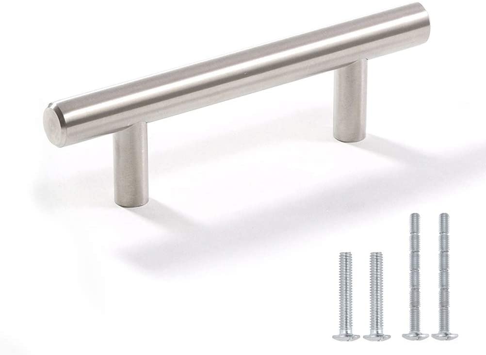 Vivolux | Gebürstetes Nickel Moderne Edelstahl Schubladenbeschläge T-Bar Griffe