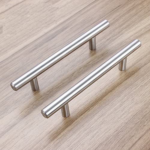 Vivolux | Gebürstetes Nickel Moderne Edelstahl Schubladenbeschläge T-Bar Griffe