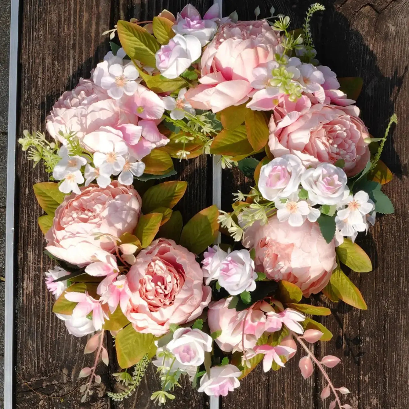Vivolux | Künstlicher Kranz - AutumnBloom - Außen & Pfingstrosen - Gemütliche Herbstdekoration