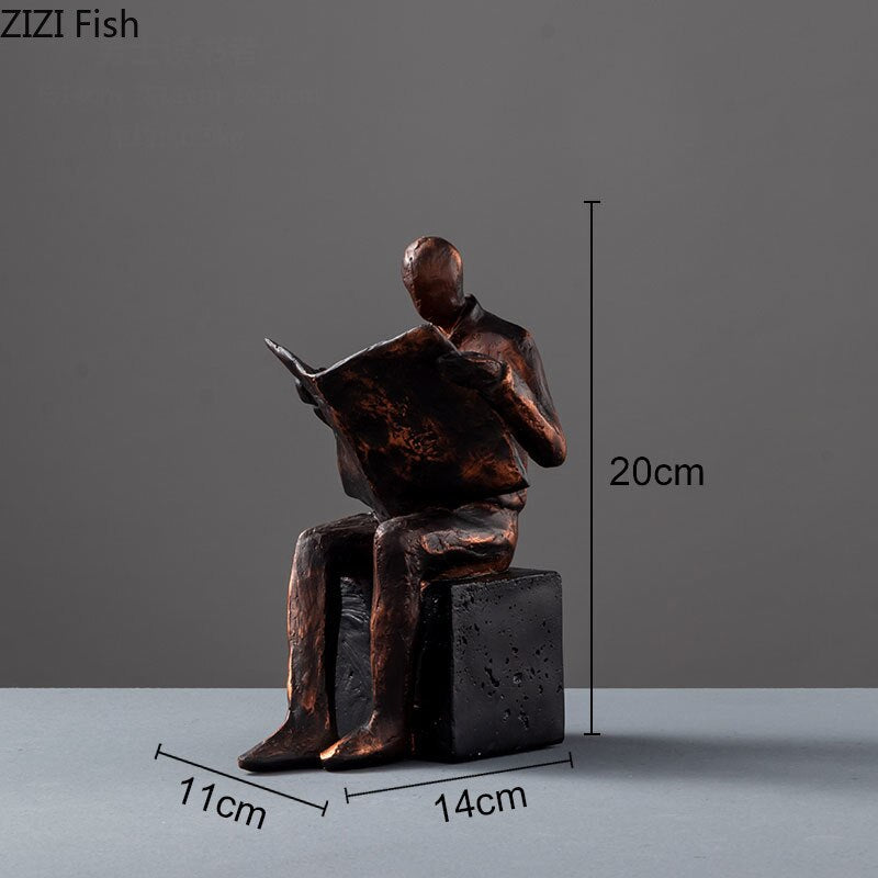 Vivolux | Reader Skulptur Buchständer Buchstütze Abstrakter Charakter Harz Statue Schreibtisch Dekoration Figuren Statuette Nordic Wohnkultur