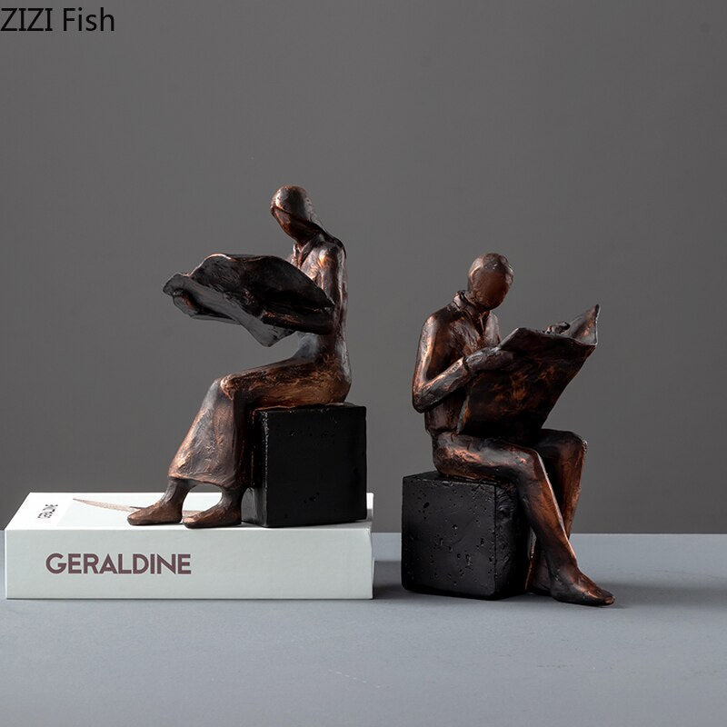 Vivolux | Reader Skulptur Buchständer Buchstütze Abstrakter Charakter Harz Statue Schreibtisch Dekoration Figuren Statuette Nordic Wohnkultur