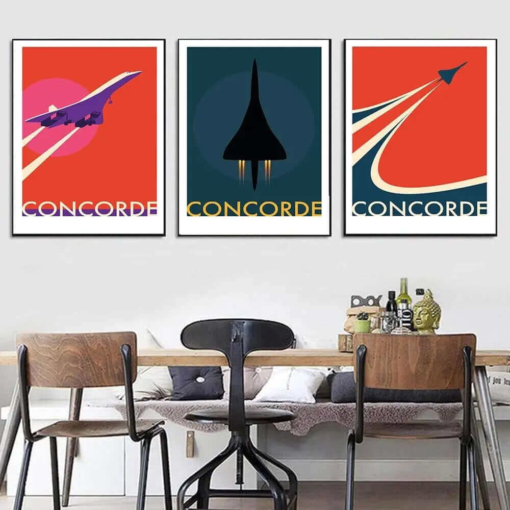 Vivolux | Retro Concorde Flugzeug Poster auf Leinwand