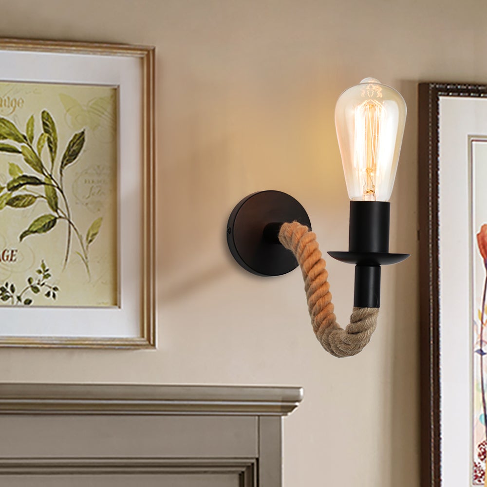 Vivolux | Retro Hanfseil Industrielle Loft Wandlampe