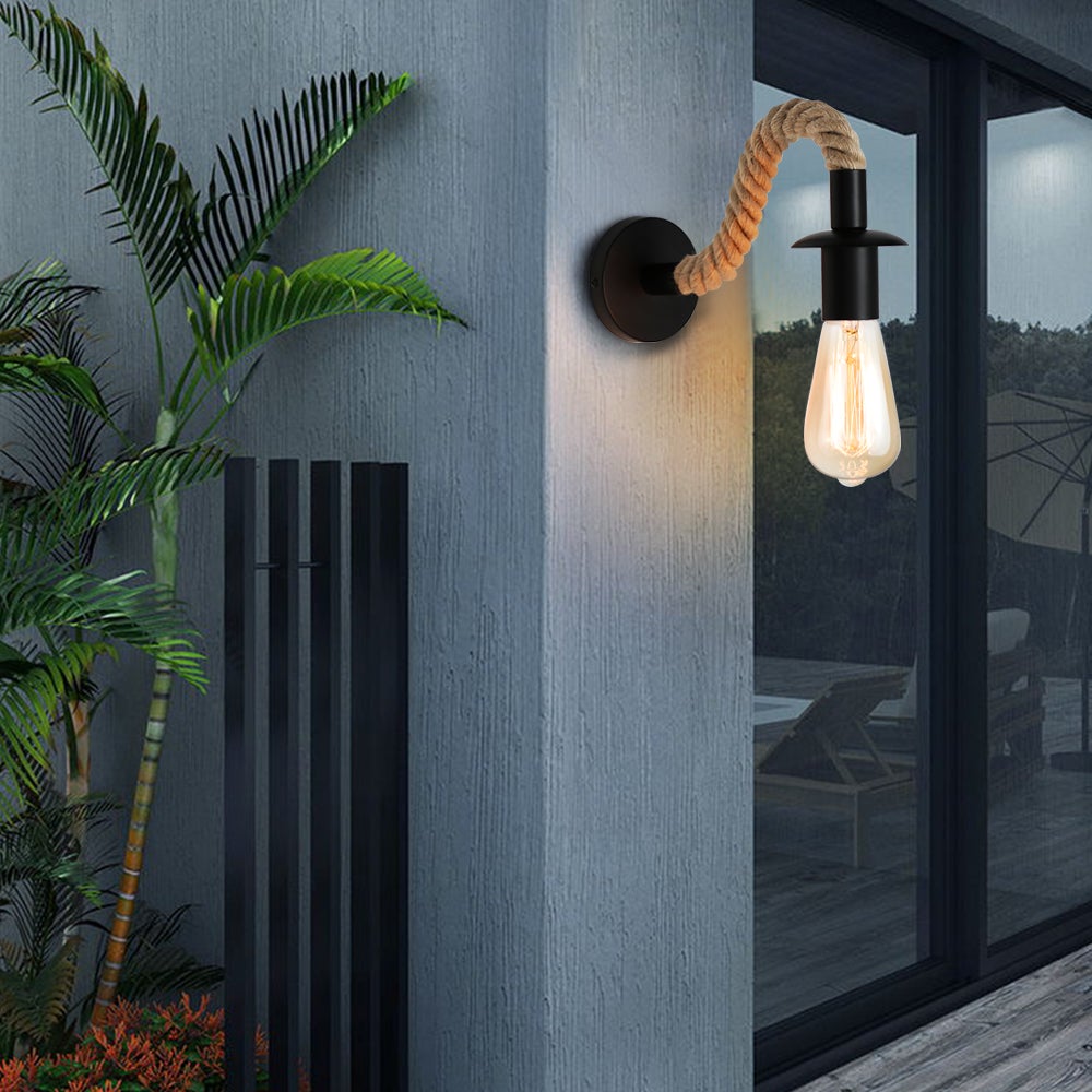 Vivolux | Retro Hanfseil Industrielle Loft Wandlampe