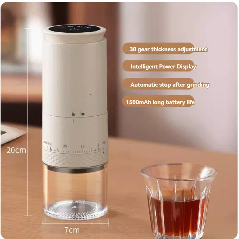 Vivolux | 1500mAh Elektrische Kaffeemühle Extern einstellbare Type-C-Lade Kaffeemühle Bohnenmahlmaschine Kaffeezubereiter