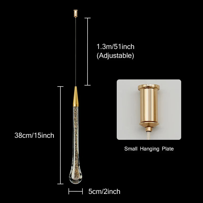 Vivolux | Kristall LED Pendelleuchten: Perfekt für Schlafzimmer, Esszimmer, Bar - Wassertropfen-Kronleuchter, Treppenlampe für die Innendekoration