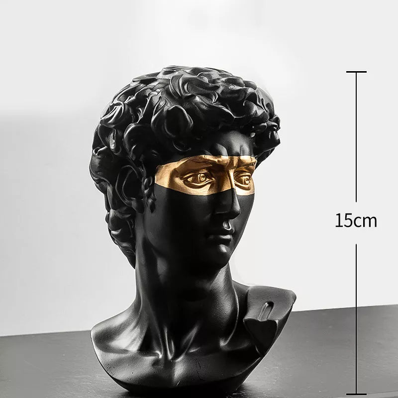 Vivolux | Statuen zur Dekoration, 15 cm, David, Couchtisch, Heimdekoration, Ornamente, Zimmerbüste aus Gips, weißes Harz, dekorative Kunstskulptur