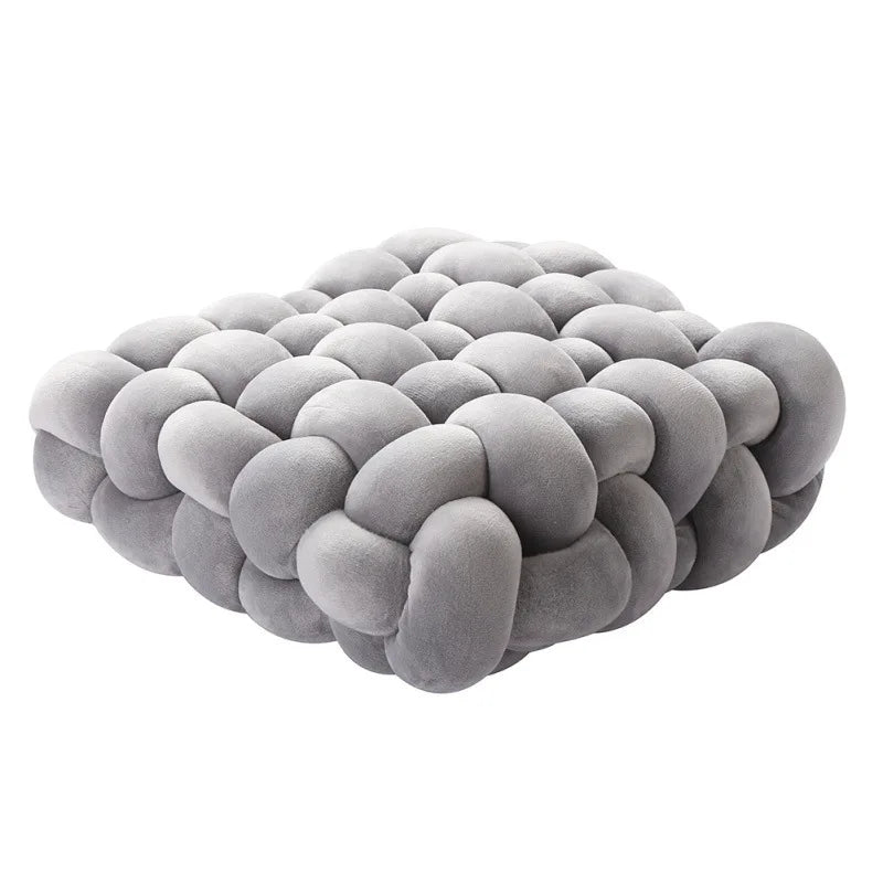 Vivolux | Wohnzimmer Weicher Plüsch Knoten Kissen Sofa Kissen Einfarbig Quadratisch Handgewebtes Zuhause Wurfkissen Quadratisches Gewebtes Sitzkissen Kissen