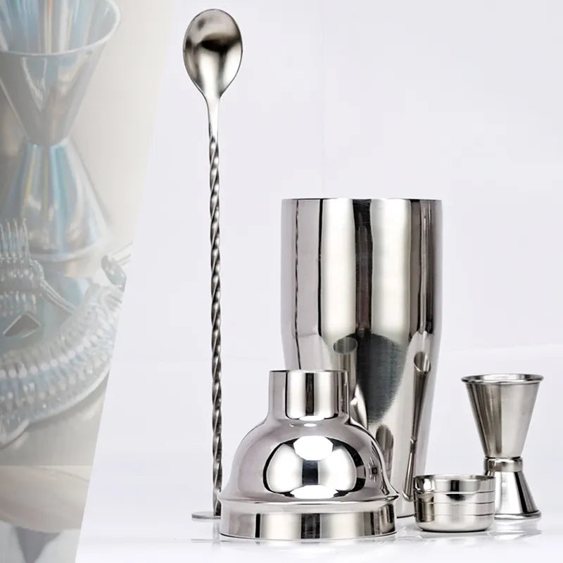 Vivolux | 550 ml/750 ml Edelstahl Cocktail Shaker Mixer Trinken Barkeeper Set Bars Set Werkzeuge Mit Wein Regal Ständer Werkzeug für Geburtstag Geschenk