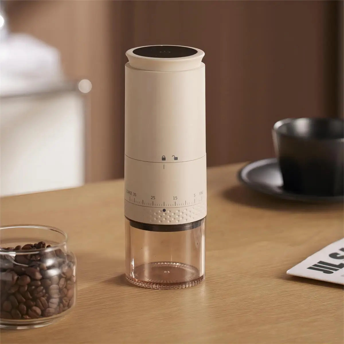 Vivolux | 1500mAh Elektrische Kaffeemühle Extern einstellbare Type-C-Lade Kaffeemühle Bohnenmahlmaschine Kaffeezubereiter