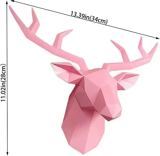 Vivolux | 3D-Hirschkopf-Skulptur, geometrisches Kunstharz, Tier-Hirschkopf-Wanddekoration, moderne Heimdekoration, luxuriöse dekorative Wanddekoration