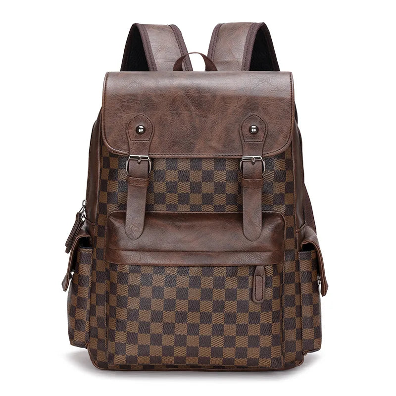 Vivolux | Trendiger Karierter Business Vielseitiger Herren Rucksack Reisen Große Kapazität Luxusmarken Design Rucksack Herren PU Leder Schulranzen