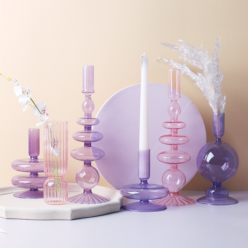 Vivolux | Lila Kerzenständer aus Glas