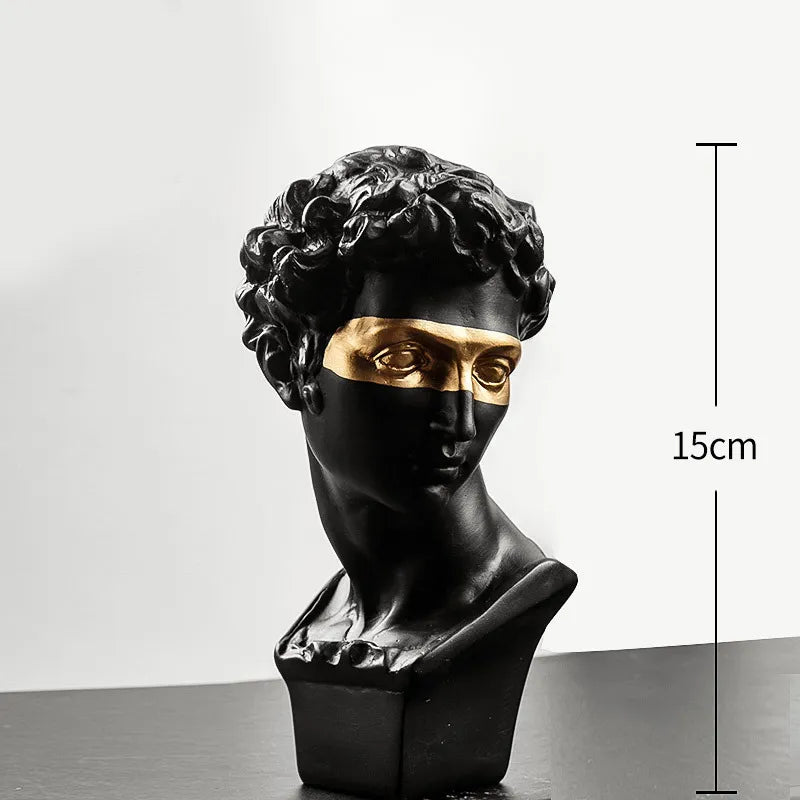Vivolux | Statuen zur Dekoration, 15 cm, David, Couchtisch, Heimdekoration, Ornamente, Zimmerbüste aus Gips, weißes Harz, dekorative Kunstskulptur