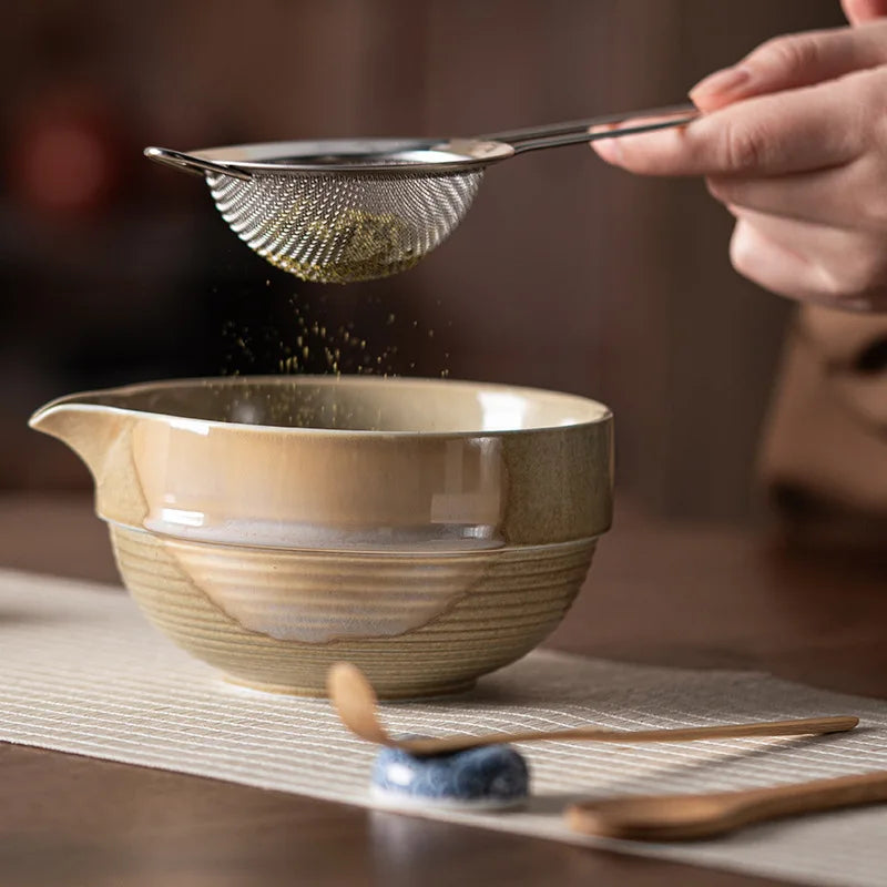 Vintage 7-teiliges Matcha Set für traditionelle Teezeremonien – Keramikschale, Chasen, Bambusschaufel, ideal für Matcha Tee Set kaufen-5