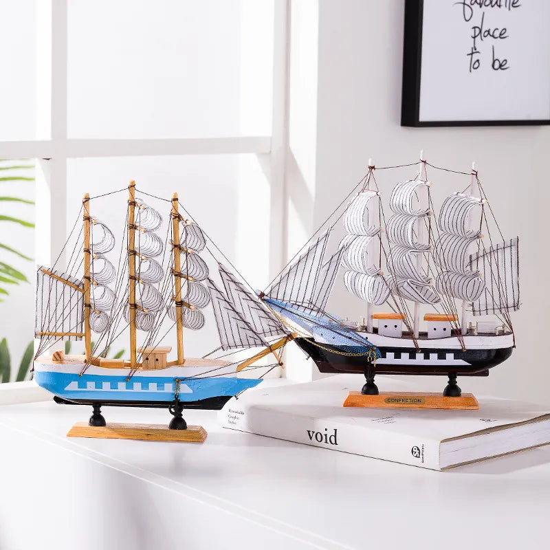 Vivolux | Royaleva Nordic Holz Segelboot Skulptur - LED beleuchtetes Dekorstück, batteriebetrieben