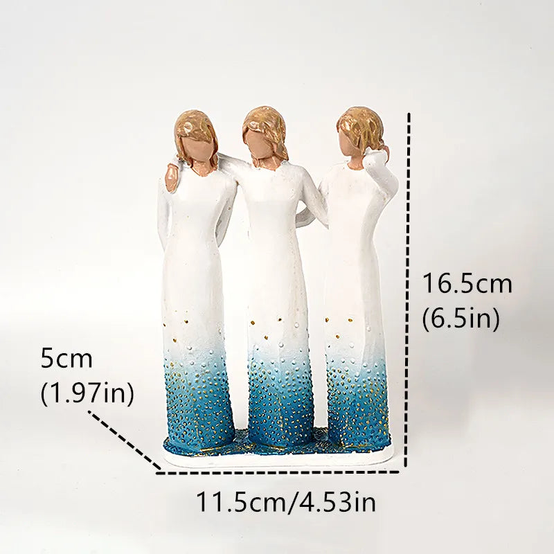 Vivolux | Statuette aus Kunstharz, Menschen, Familienfiguren, Skulptur, Figuren für Heimdekoration, Tischdekoration, Wohnzimmer, Engel, Umarmung, Hund, Vater, Kind