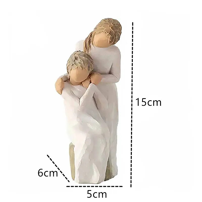 Vivolux | Statuette aus Kunstharz, Menschen, Familienfiguren, Skulptur, Figuren für Heimdekoration, Tischdekoration, Wohnzimmer, Engel, Umarmung, Hund, Vater, Kind
