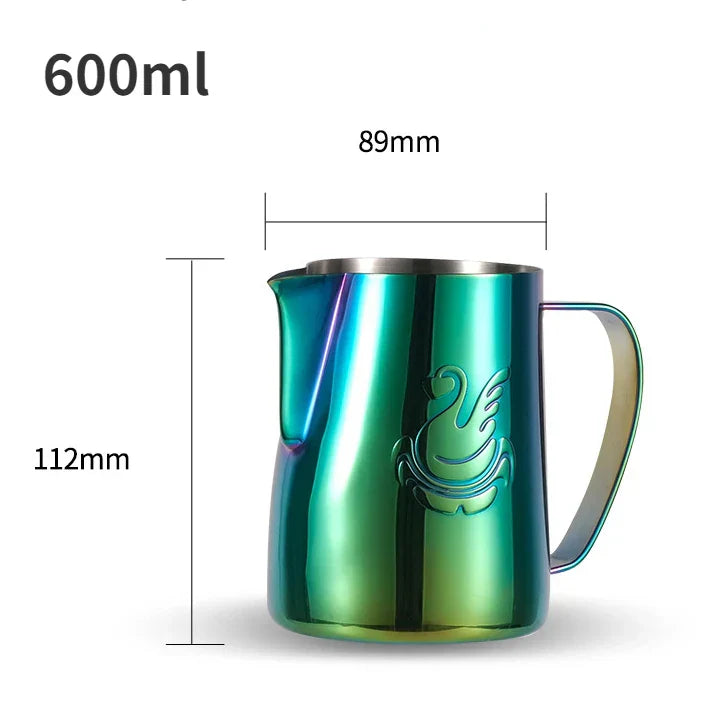 Vivolux | 600ml Edelstahl-Kaffeekanne Milchaufschäumer Tasse Sahnebereiter Espresso Latte Art Werkzeug Eleganter Schwan