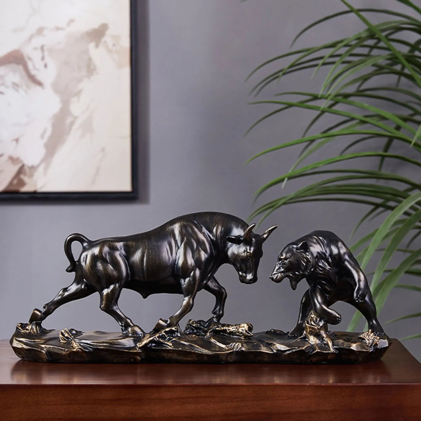 Vivolux | Feng Shui Bär und Stier Statue, Stier Figur, Sammlung Kuh Skulpturen Tier