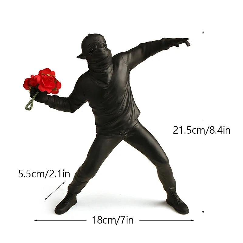 Dropshopping Banksy Skulptur Sammlung Blume Werfer Statue Pop Kunst Moderne Ballon Mädchen Figurine Büro Home Dekoration