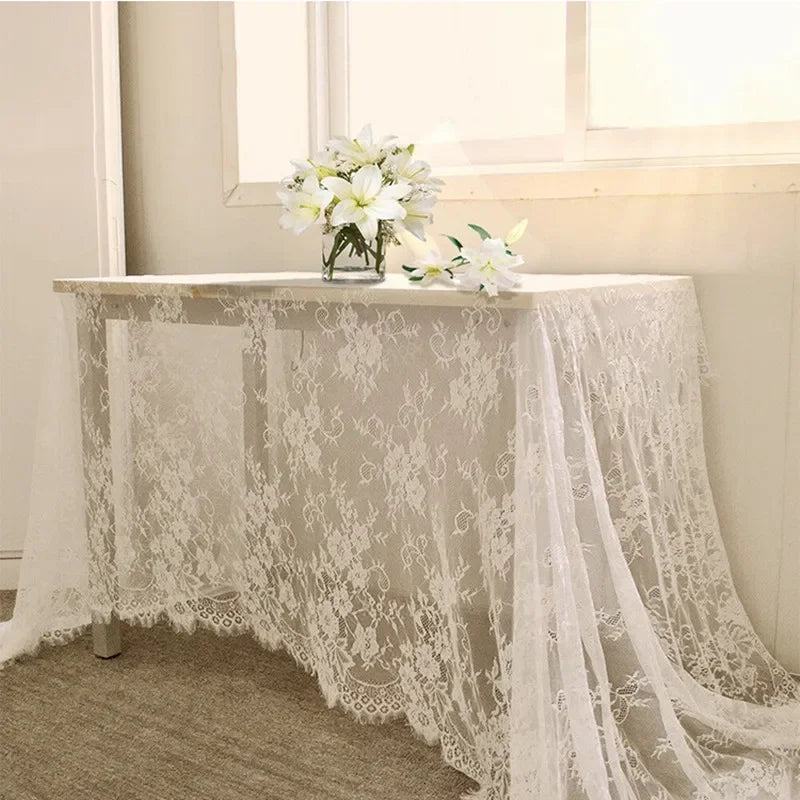 Vivolux | Rustikale Hochzeit Weiße Spitze Tischdecke Vintage Bestickte Empfangstisch Dekor Boho Party Valentinstag Tischdecke