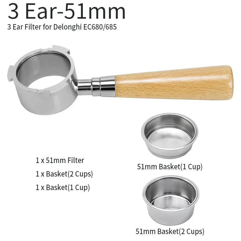 Vivolux | 51mm Kaffee Boden Siebträger Für Delonghi EC680 EC685 Ersatz Filter Korb Espresso Maschine Griff Cafe Zubehör