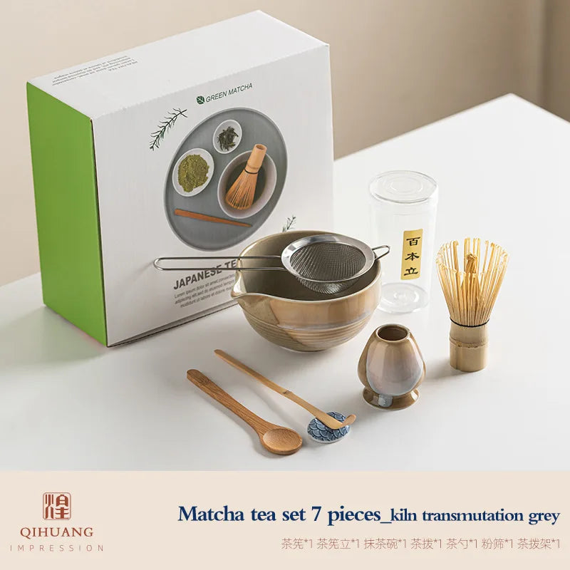 Variant image for Vintage 7-teiliges Matcha Set für traditionelle Teezeremonien – Keramikschale, Chasen, Bambusschaufel, ideal für Matcha Tee Set kaufen-5