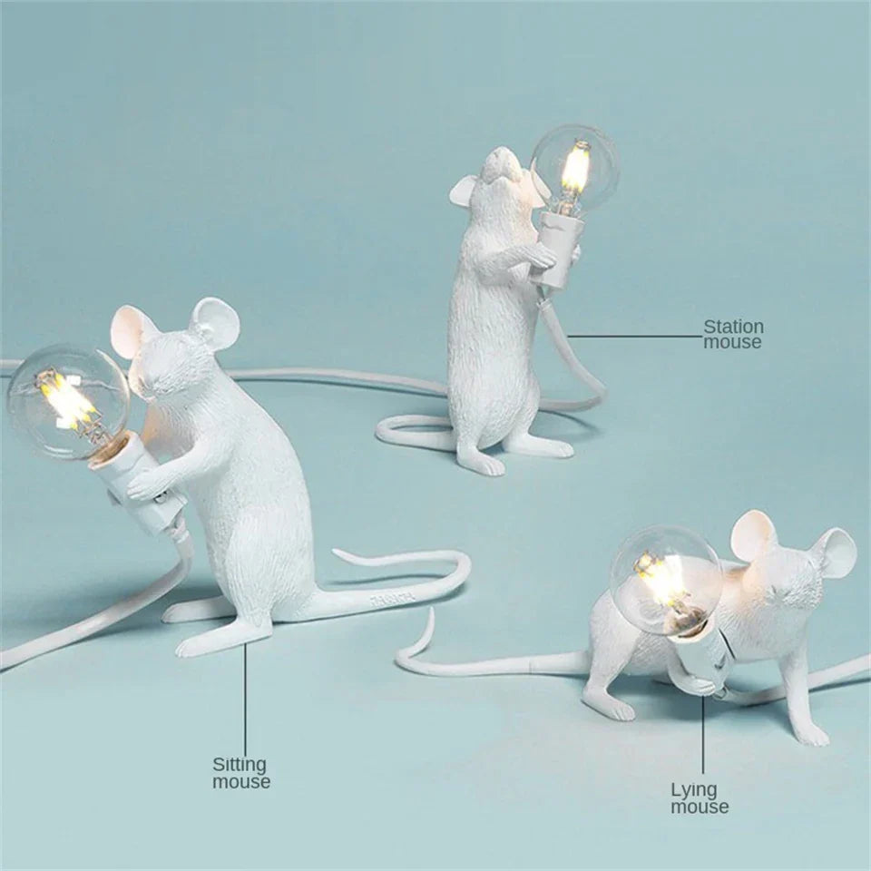 Vivolux | Moderne LED Tier Tischlampen: Harz Ratte, Katze und Eichhörnchen Nachtlichter