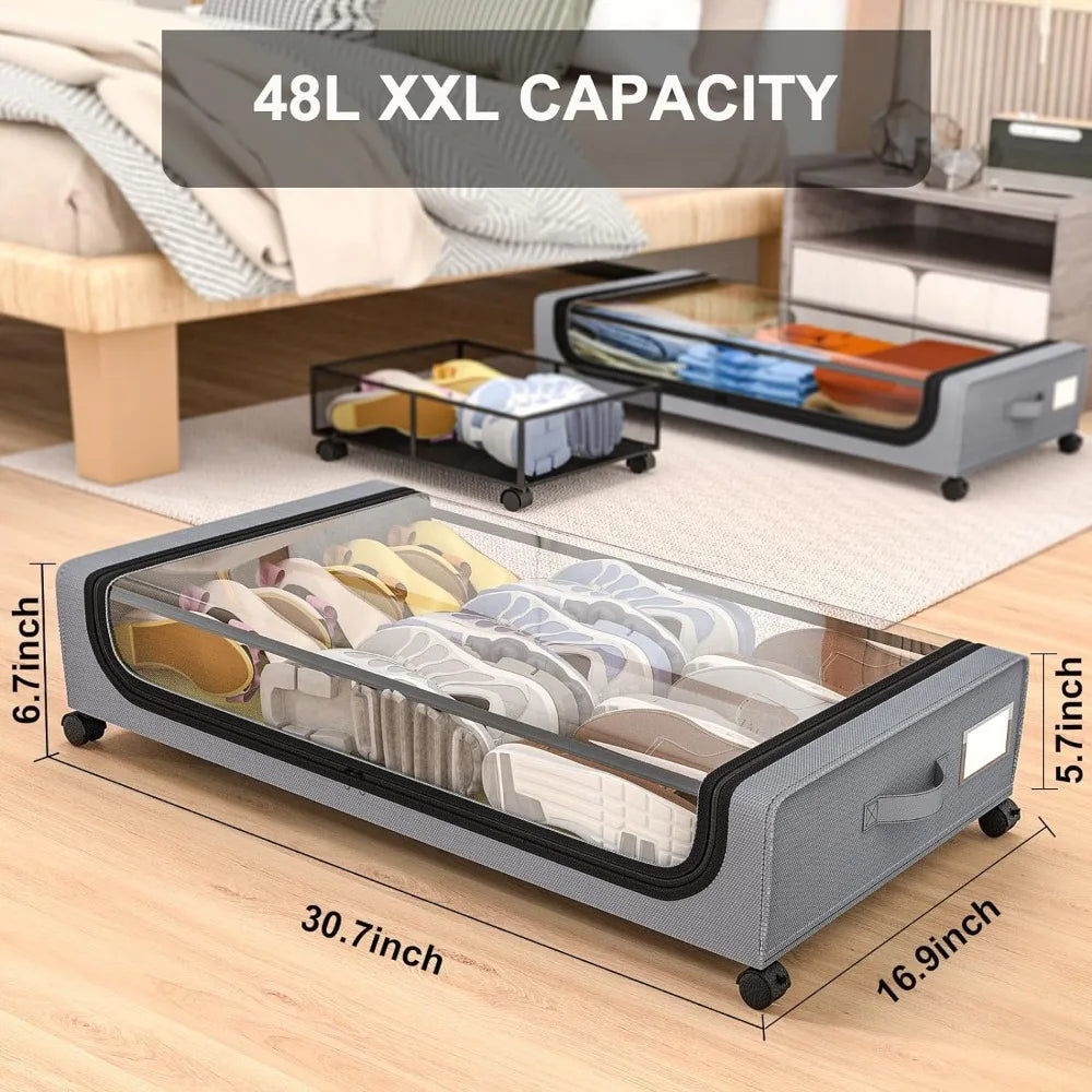 Vivolux | Unterbett-Aufbewahrung stapelbarer rollbarer Box-Organizer