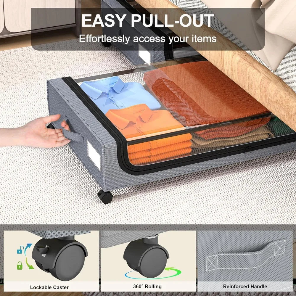 Vivolux | Unterbett-Aufbewahrung stapelbarer rollbarer Box-Organizer