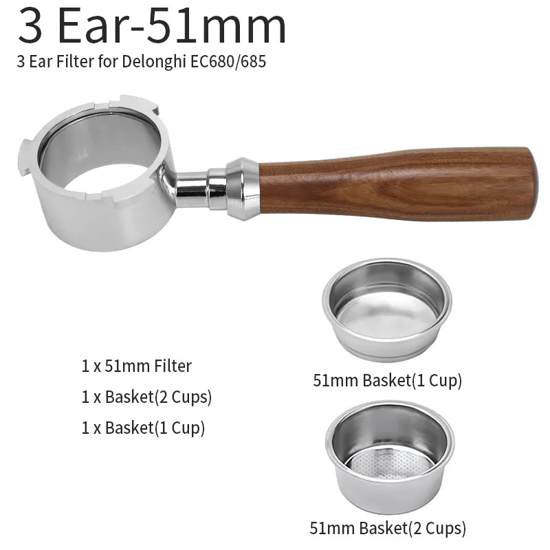 Vivolux | 51mm Kaffee Boden Siebträger Für Delonghi EC680 EC685 Ersatz Filter Korb Espresso Maschine Griff Cafe Zubehör