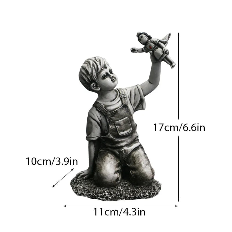 Dropshopping Banksy Skulptur Sammlung Blume Werfer Statue Pop Kunst Moderne Ballon Mädchen Figurine Büro Home Dekoration
