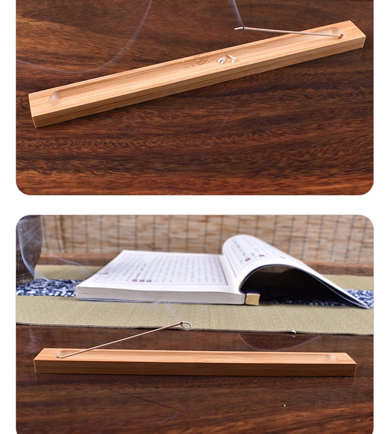 Vivolux | Sandelholz Basis Holz Räucherstäbchen Halter - 23cm Linie Räuchergefäß für Wohnkultur und Aromatherapie