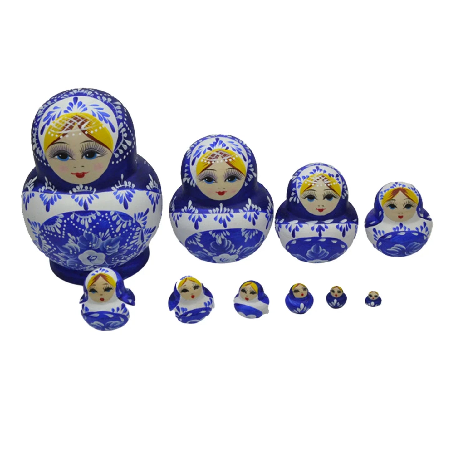 Vivolux | 10 Stück/Set Holz Russische Matroschka Puppen